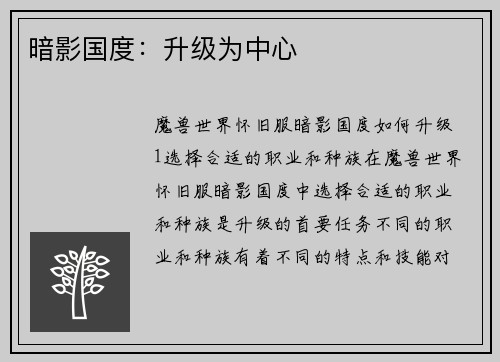 暗影国度：升级为中心